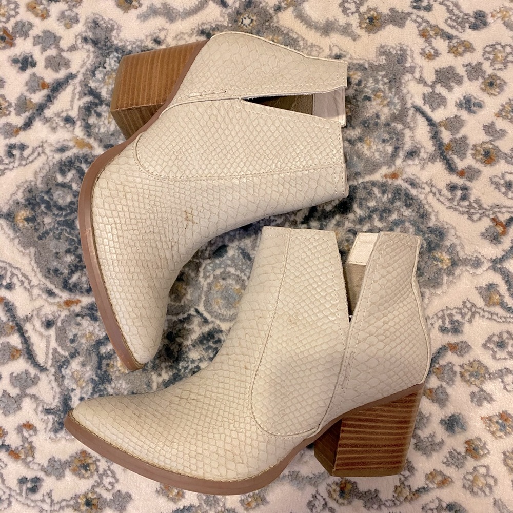 Snakeskin booties